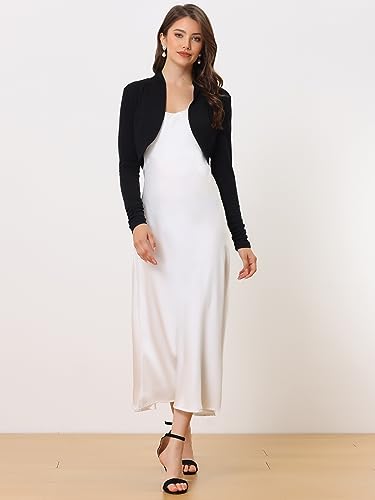 Allegra K Women's Elegant Bolero Shrug Ruched Long Sleeve Open Front Cropped Cardigan3