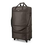 Hanke Expandable Foldable Suitcase Luggage Rolling Travel Bag Duffel Garment Tote Bag for Men Women Lightweight Carry-on Suitcase Large Capacity Luggage with Spinner Wheel (Coffee)