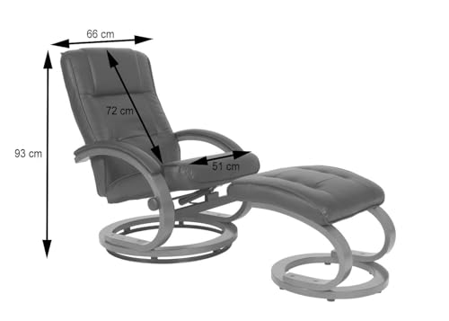 Fernsehsessel Relaxsessel Sessel Pescatori, Kunstleder, mit Hocker - schwarz – Bild 3