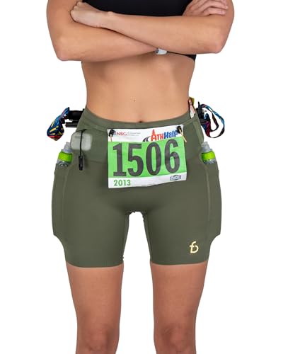 Short de compression trail femme FlipBelt avec ceinture de rangement intégrée