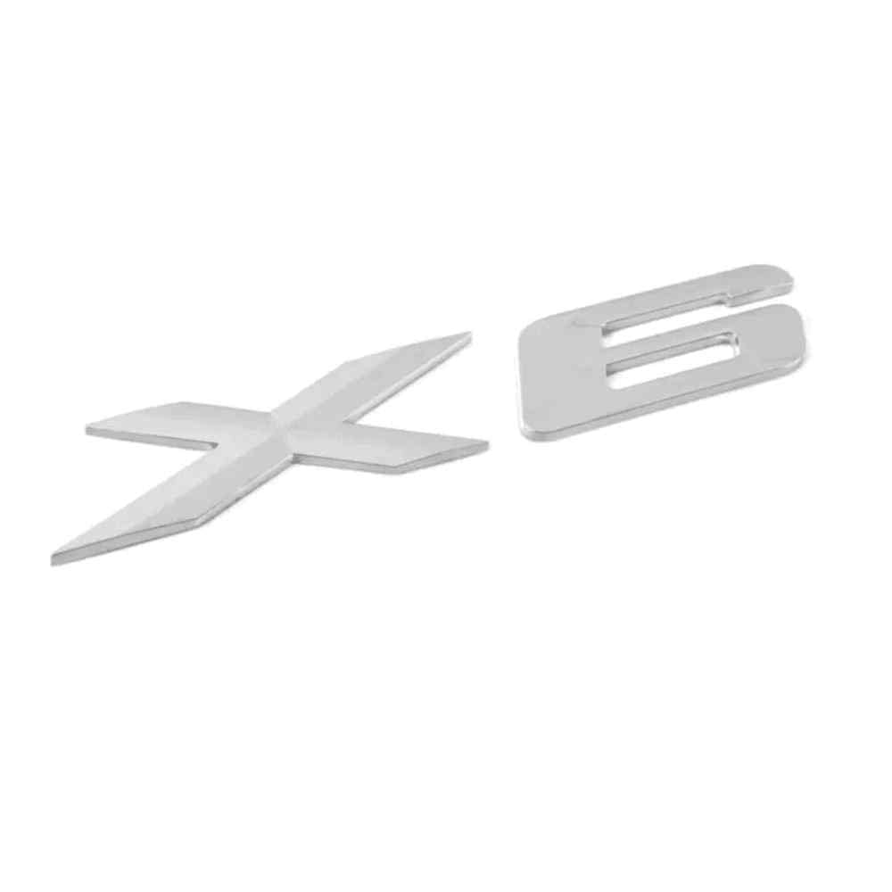 Emblema Adhesivo X6 | Emblema Cromado X6 | Insignia X6 | Insignia Adhesiva X6 | Apto para Maletero | Compatible con BMW | Material plástico ABS | Medidas 14,5 x 3 cm | Plateado - imagen 1