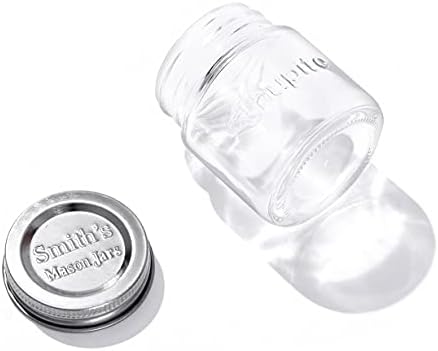 Smiths Mason Jars Chupitos | Set of 6 2 oz per Ginger Shot Glasses with Lids Ideal Herbs and Spices Storage, Preserving Jars and More, Perfect Present for Christmas (6)