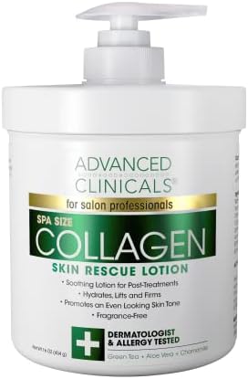 Advanced Clinicals Collagen Lotion Dry Skin Rescue Face & Body Moisturizing Skin Care Cream For Lifting, Firming, & Tightening Skin. Anti Aging Skincare Moisturizer Helps Hydrate Skin, Large 16 Ounce