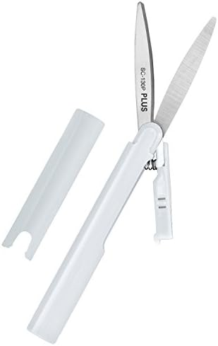 Plus Pen Style Compact Twiggy Scissors with Cover, White (34609)