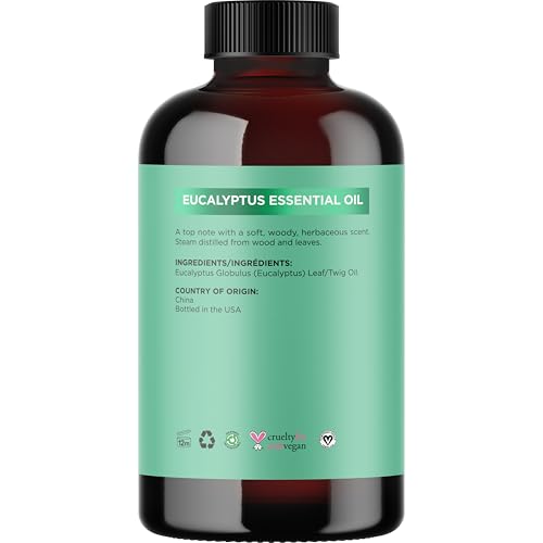 Image of Pure Eucalyptus Essential Oil 4oz Invigorating Home Spa Aromatherapy and Natural Bath Oil - Eucalyptus Oil for Diffuser Dry Scalp Care and DIY Skin Care