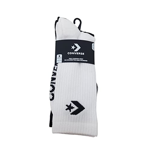 Converse Women's Half Cushion Crew Socks 3-Pack Size 6-10 (White/Black/Light Grey)4