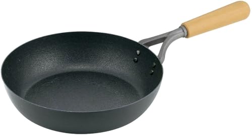 下村企販 鉄 フライパン 22cm 【日本製】 ガス IH対応 ダブルファイバー エンボス加工 焦げ付きにくい 持ちやすい木ハンドル お手入れのしおり付き 燕三条 47020