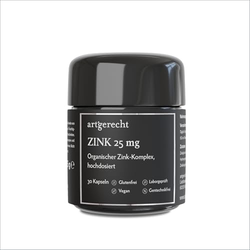 ZINK KOMPLEX 25 mg – 30 Kapseln organischer Zink-Komplex (Bisglycinat, Picolinat & Gluconat) | Laborgeprüft, verträglich, vegan & ohne Zusatzstoffe | Unterstützt Immunsystem, Haut, Hormone