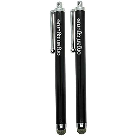 OrganicGuru TWIN Pack Micro-Fibre Tip Stylus Pens - Aluminium Metal Universal Stylus Pen for iPhone, Smart Phones and All Other Capacitive Screens Devices (Black) Cover