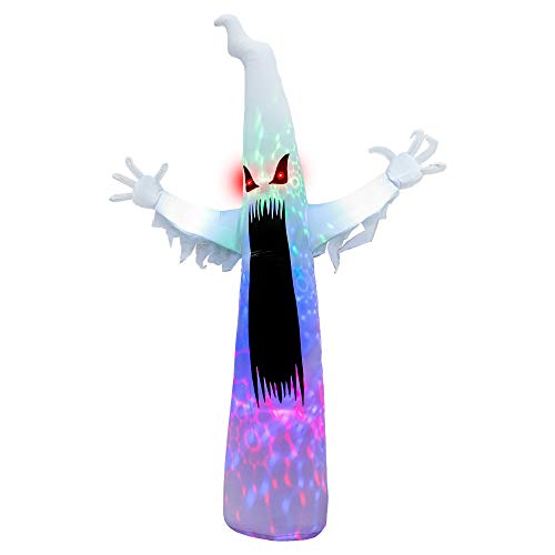 Halloween Haunters Bluetooth Giant 13 Foot Tall Inflatable Spooky White Ghost with Bluetooth Speaker Yard Prop Decoration - Animated Dancing Multi-Color LED Lights UL - Indoor Outdoor Lawn Blow Up
