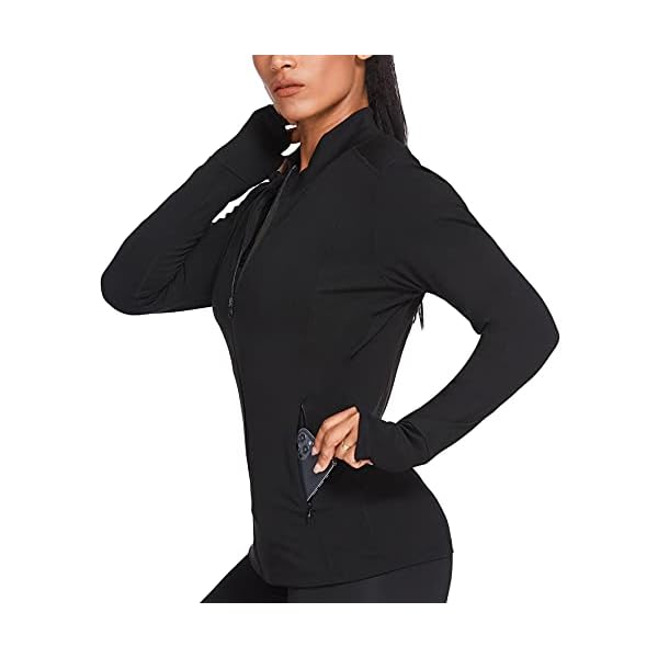 Pinspark-Womens-Track-Jacket-Breathable-Running-Jacket-Zip-Up-Sportswear-Slim-Fit-Workout-Tops Pinspark Women Workout Jackets Running Yoga Active Jacket Zipper Track Tops Long Sleeve Sportswear Black L