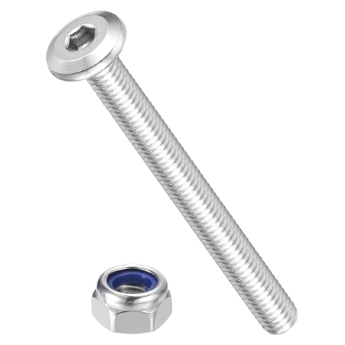 Image of METALLIXITY Crib Screws Replacement Set(M6-1x60) 30Pcs, Silver Tone, 304 Stainless Steel Hex Socket Screws with Lock Nuts - for Furniture Woodworking Project, Silver Tone