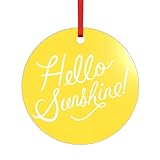 Décoration de Noël unique en acrylique avec impression Hello Sunshine, les motifs ronds et cœurs se démarquent des décorations génériques. Leurs formes distinctes ajoutent une touche moderne à n'importe quelle configuration de vacances.