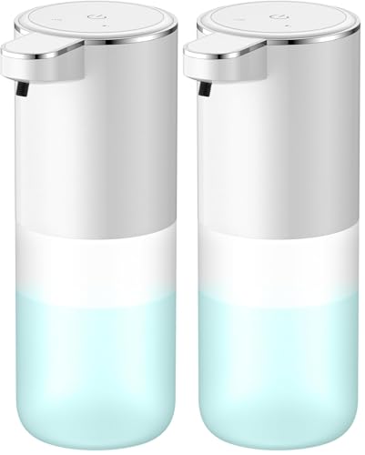 ソープディスペンサー ハンドソープ 自動 液体 吐出量4段階調 400ml 壁掛け ノータッチ オートディスペンサー IPX5防水 静かな音 ディスペンサー 細かい泡 充電式 半透明ボトル 食器用洗剤 キッチン 洗面所などに適用 Djll シルバー (× 2)の商品画像（Amazon）