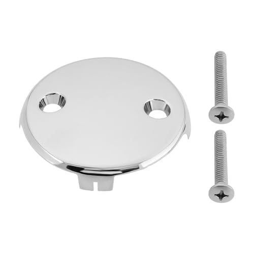 LT Easiyl 1PC Two Hole Bathtub Overflow Faceplate Diameter 81mm Hole Center Distance 50mm with Screw Stainless Steel Bathtub Overflow Drain Cover Silver