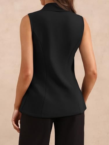 Women's Shawl Collar Sleeveless Button Blazer Vest Business Casual Jacket2