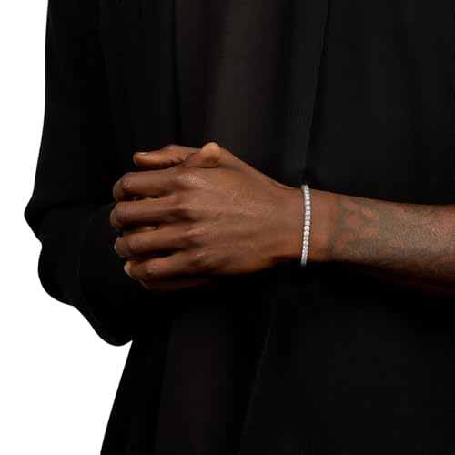 Iced Out Tennis Bracelet for Men, 2.83 Inch Adjustable Men's Tennis Bracelet, CZ & Copper with Platinum Plating, Durable Shiny Mens Jewelry3