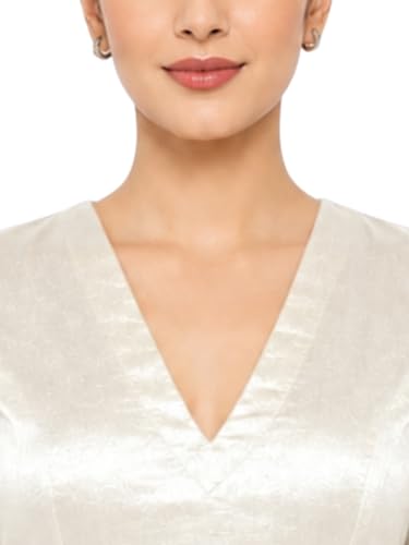 Image of Thevasa Women's Everyday Divine Depth V Neck Half Sleeves Blouse