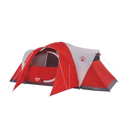 Coleman Bristol 8-Person Camping Tent with Modified Dome & Hinged Door, Red with Grey Accents