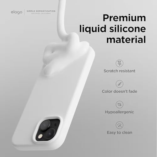 Image of Silicone Case compitable for iPhone 15, Light Blue Protective Cover with Camera Protection Smooth and Soft (White)
