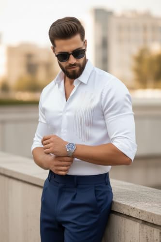 Image of IndoPrimo Men's Stylish Satin Shirt for Party and Casual Wear - Exclusive Designer Full Sleeve Shirt for Men - Pilar