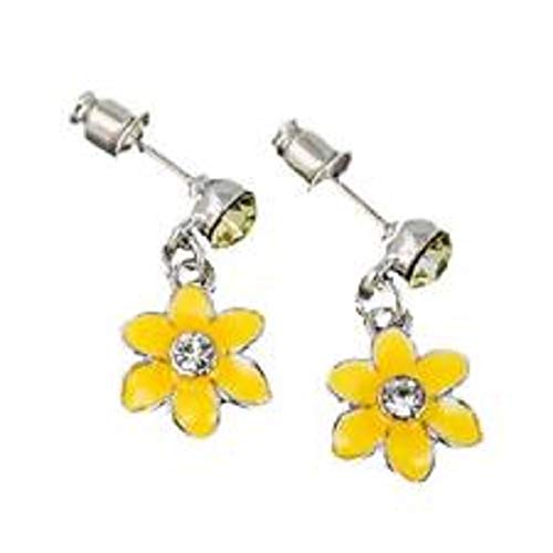 Equilibrium Radiant Daffodil - Pendientes colgantes con esmalte y cristales en caja de regalo