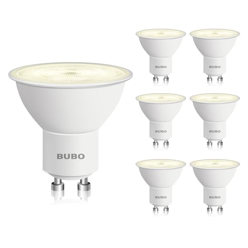 BUBO GU10 LED Bulb 6W Equivalent 50W, 3000K Warm White 650 Lumens, Non-Dimmable GU10 Bulb Replacement for Track Lighting, MR16 LED Bulb for Kitchen, Range Hood, Living Room, Bedroom, 6 Pack