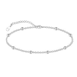 CHIC & ARTSY 925 Sterling Silver Ankle Bracelet Multilayer Anklets for Women Satellite, Star, Cross, Circle, Butterfly, Teardrop, Oval Disk Layered Anklet Beach Jewelry