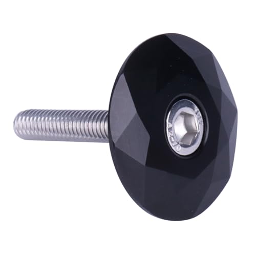 YANRUHFL Aluminum Bike Headset Stem Top Cap, 1-1/8 Inch, with M6 x 35mm Bolt (Black)