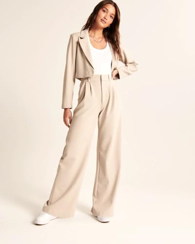 Image of Elendra Cotton Blend Wide Leg Pants for Women | HIGH Waist Formal Baggy Pants