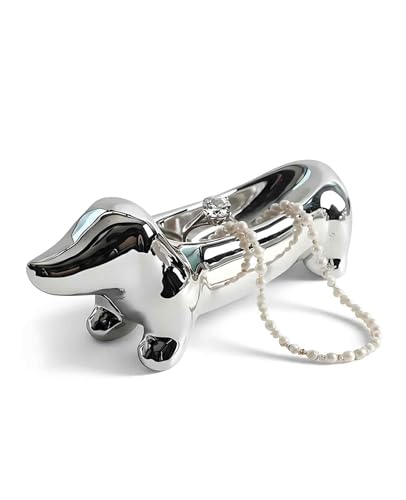 PASDUCHAS Dachshund Ring Holder Weiner Dog Ceramic Trinket Tray for Women Men