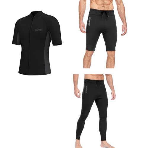 Chaqueta de neopreno para hombre GoldFin con mangas cortas + pantalones con cordón + shorts de 2mm negro talla X-Large