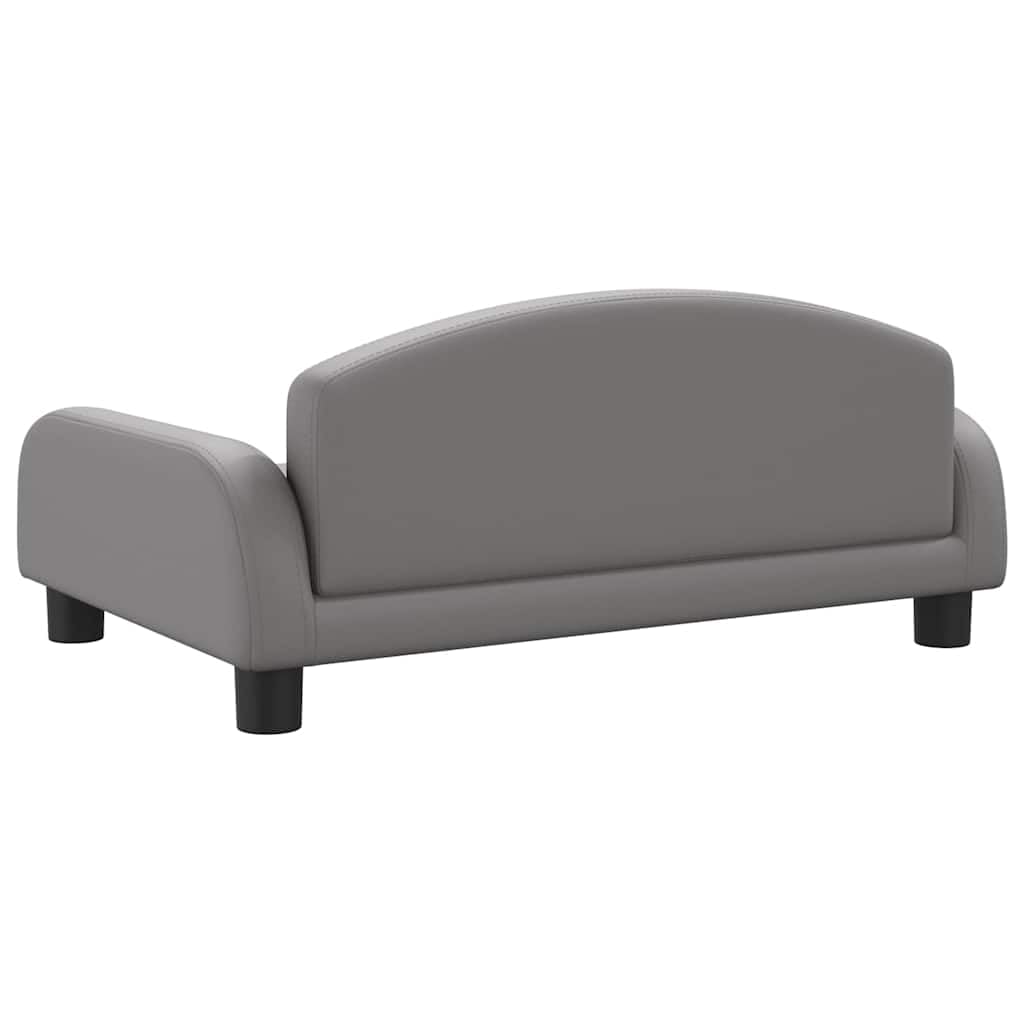 vidaXL Cama para Perros de Cuero sintético Gris 70x45x30 cm, sofá para Perros, Cama para Cachorros, Asiento para Perros, sofá para Mascota