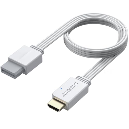 AUTOUTLET Wii HDMI Adapter, ECHT Plug and Play, 1080P/720P Wii auf HDMI Konverter unterst&uuml;tzt Alle Wii Display Modi, WII HDMI Kabel mit 120cm Integrierte WII- und HDMI-Kabel-Design (Wei&szlig;)