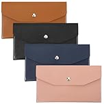TIESOME 4 Pack Cash Wallets for Women, PU Leather Money Holder Envelope 6.9" x 3.9" (17.5x10cm), Reusable Budget Wallet for Cash & Cards, 4 Colors
