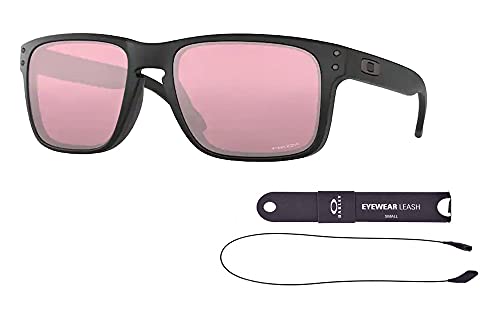 Oakley OO9102 Holbrook 9102K0 55MM Matte Black / Prizm Dark Golf Square Sunglasses for Men + BUNDLE with Oakley Accessory Leash Kit