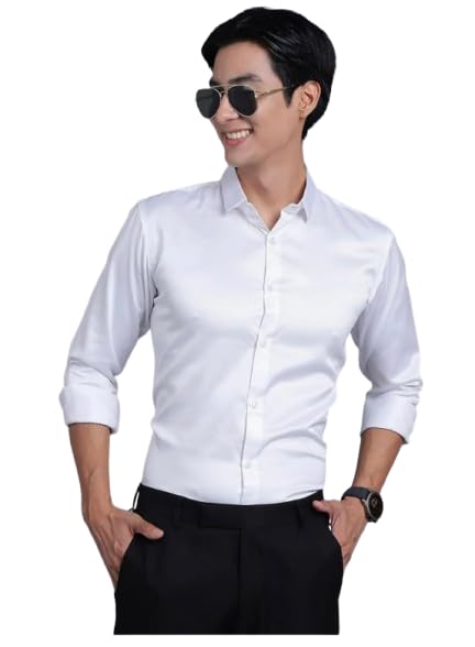 Image of Men's Regular Fit Full Sleeve Poly Satin Silk Shirt | Men's Formal Shiny Shirt for Men