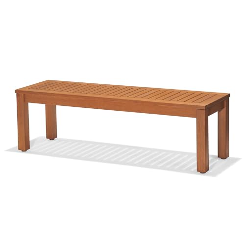 Amazonia Aster Backless Patio Bench | Eucalyptus Wood | Ideal for Outdoors and Indoors, 53\", Dark Teak Finish