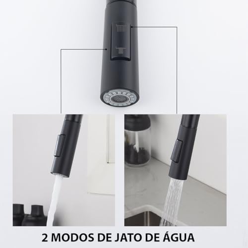 Torneira Extensivel Gourmet Cozinha Pia Ducha Articulada Dois Jatos Monocomando Bancada Mesa Agua Qu
