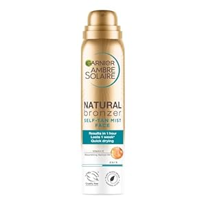 Garnier Ambre Solaire Natural Bronzer Quick Drying Dark Self Tan Face Mist 75ml