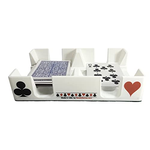 White Plastic Non-Swivel Playing Cardian Card Tray Or Caddy Used For Two (2) Decks Of Cards - Made Of Biodegradable Bioplastic In Usa. #TOP1