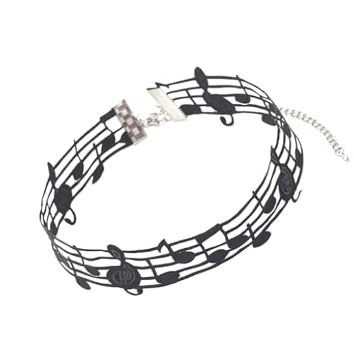 CeaBulo Collar corto negro único con temática musical, collar de aleación, adecuado para entusiastas de la música y creadores de tendencias para uso diario | Ya disponible en tu tienda friki favorita! En mundofriki.es!
