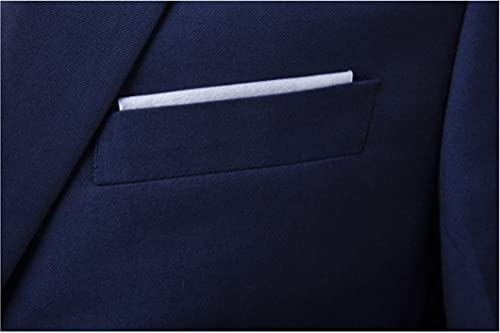 Herren Formal Business Blazer 3-teilig Klassischer Business Blazer + Weste + Hosen Anzüge Hochzeit Party Set Marineblau Asien 5XL 91 bis 98kg – Bild 8
