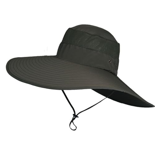 NUZIXINXW Sombrero de pescador de ala ancha grande de 15 cm para exteriores, impermeable, sombrero de montañismo, sombrero de pesca, Ejercito Verde, 8