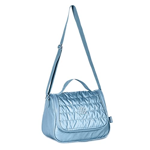 Kit Mochila Escolar Estojo Lancheira Metalizada Meninas Juvenil (Azul)