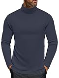 KUYIGO Men's Turtleneck Long Sleeve Turtle Neck Shirts Casual Slim Fit Pullover Sweater Undershirt Thermal Tops Royal Blue