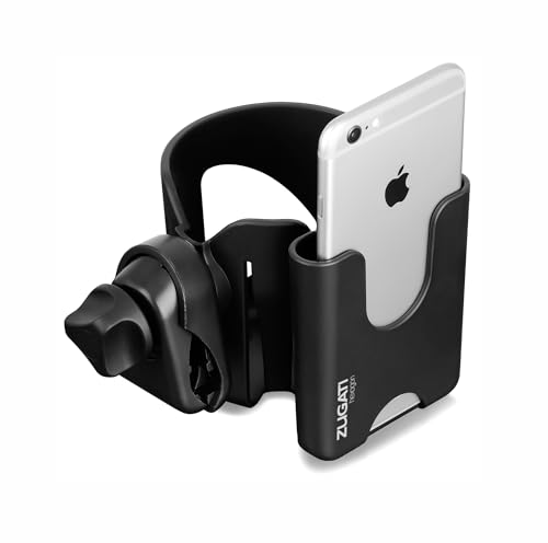 ZUGATI Pram Cup Holder With Phone Holder, Universal Baby Bottle Pushchair/Stroller Organiser for Buggy, Bike and Wheelchair