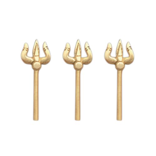Image of Brass Trishul Statue |Vastu Shastra | Feng Shui Products | Home Decor | Showpiece | Decorative Items | Vastu Remedy| Pooja Item | Trishul for Pooja | Pack of 3