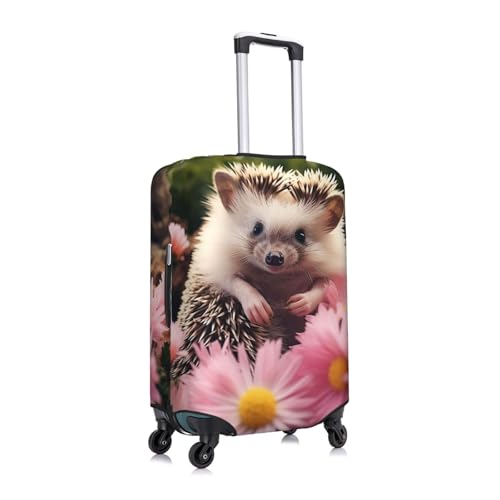 Travel Luggage Cover Fashion Suitcase Protector Cute Hedgehog in Flowers Spandex Baggage Covers Washable Suitcase Covers Anti-Scratch Luggage Cover Protectors Fits 18-32 Inch Suitcases Small2