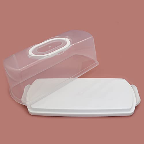 Portable Plastic Rectangular Loaf Bread Box, 13Inch Translucent Cake Container Keeper For Buns Rolls Pumpkin Cakes Bagels Pastries Doughnut #TOP4